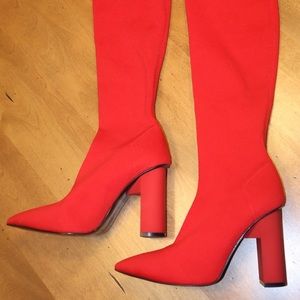 Zara thigh high pull-up boots.